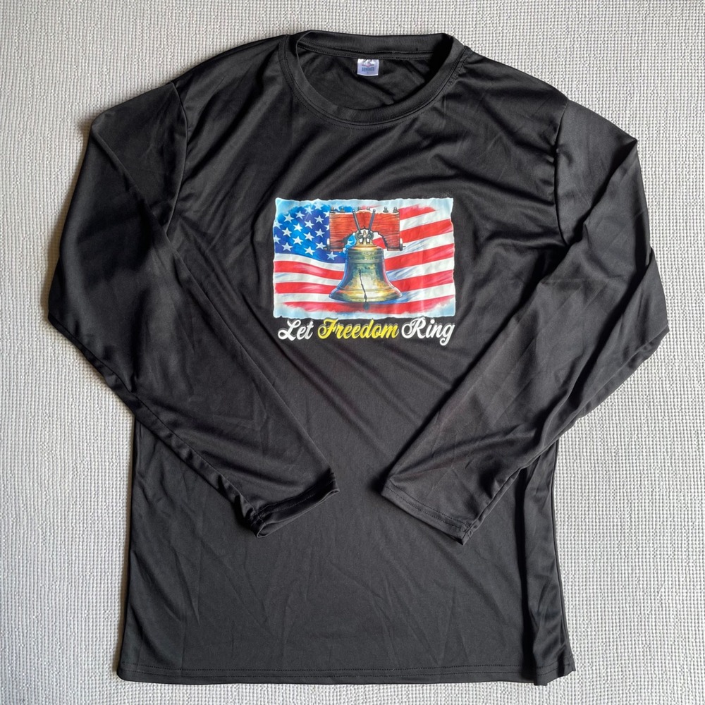 Armored Sportswear Let Freedom Ring USA Flag Liberty Bell Long Sleeve L